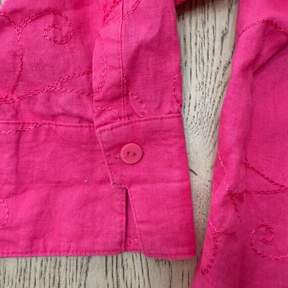 Deane and White Pink Embroidered Linen Button Down Shirt 2X - Picture 8 of 10